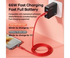 Greito įkrovimo kabelis REMAX RC-C030 66W su skaitmeniniu ekranu USB-A į USB-C: Spalva - Raudona