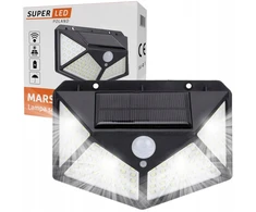 Saulės energijos LED sieninis šviestuvas SuperLED MARS 6W 600 lm su judesio ir prieblandos jutikliu