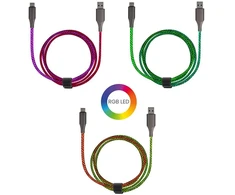 USB Type-C įkrovimo kabelis Livoo TEA298 su RGB apšvietimu, 15 W, 1 m, juodas
