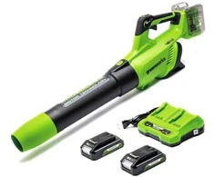 Akumuliatorinis lapų pūstuvas Greenworks GD24X2ABK2X; 48 V; 2x2,0 Ah akum.
