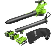 Akumuliatorinis lapų siurblys-pūstuvas Greenworks GD40BVIIK2X; 40 V; 2x2,0 Ah akum.