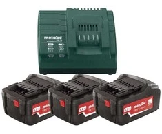 Akumuliatorius Metabo 18 V; 5,2 Ah; Li-ion; 3 vnt. + pakrovėjas Metabo ASC 30-36