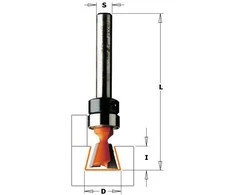 Galinė-dygių freza CMT; S=1/4''; D=9,52 mm; su guoliu