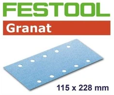 Festool Šlif. popierius plokšt. šlifuokliui; Granat; 115x228 mm; P40; 50vnt.
