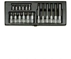 Galvučių rinkinys 1/4"+1/2" HEX 18 dalių PROXXON