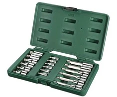 Galvučių su antgaliais rinkinys Sata S09051; 1/4''+1/2''; 18 vnt.