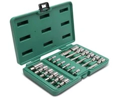 Galvučių su antgaliais rinkinys Sata S09053; 1/4''+1/2''; 18 vnt.