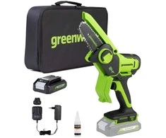 Grandininis pjūklas Greenworks G24MCS10K2; 10 cm; 24 V; 1x2,0 Ah akum.