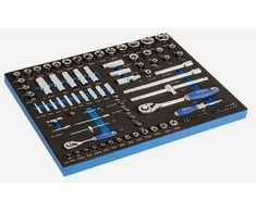 Galvučių komplektas 1/4 + 1/2" 94vnt 3/3 putplasčio dėkle. Irimo