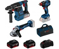Įrankių rinkinys Bosch 0615990N21 (GBH 18V-26 + GDX 18V-200 + GWS 18V-10); 18 V; 2x5,0 Ah akum.