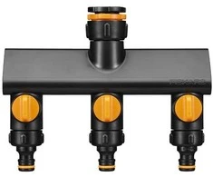 Fiskars Comfort čiaupo jungtis su trimis žarnų pajungimais On/ff