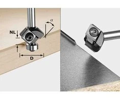 Nuožulnų/briaunų freza su keičiamais peiliukais Festool HW 27/55 mm; su guoliu