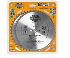 Pjovimo diskas medienai CMT Contractor; 305x2.6/1,8x30; Z40/Z60; 10°; 2 vnt.