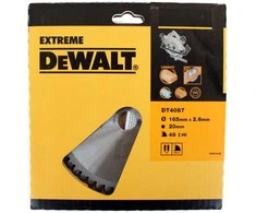 Pjovimo diskas medienai DeWalt; 165x2,6x20,0 mm; Z48; -5°