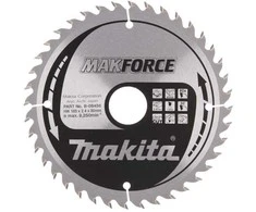 Makita T.C.T. pjūklas MAKFORCE 165X2.4X30mm 20° T40 B-08436 T.C.T • 165 x30 mm • T40 • 20° • Medienai