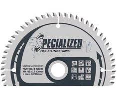 Makita T.C.T. pjūklas SPECIALIZED 165X2X20mm 5° T60 B-56792 T.C.T • 165 x20 mm • T60 • 5° • MDF/laminatui