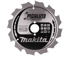 Makita T.C.T. pjūklas SPECIALIZED 190X2.6X30mm 20° T12 B-33554 T.C.T • 190 x30 mm • T12 • 20° • Medienai/Medienai su vinimis
