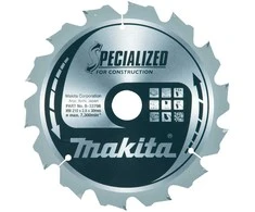 Makita T.C.T. pjūklas SPECIALIZED 210X2.8X30mm 20° T14 B-33766 T.C.T • 210 x30 mm • T14 • 20° • Medienai/Medienai su vinimis