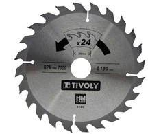 Tivoly Diskinis pjūklas medžiui 190x30x2.8/1.7mm, z24, 15°, (20mm adapteris)