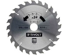 Tivoly Diskinis pjūklas medžiui 210x30mm, z24, 15°, (20mm adapteris)