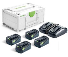 Priedų rinkinys Festool SYS 18V 4x5,0/TCL 6 DUO; 18 V; 4x5,0 Ah akum.