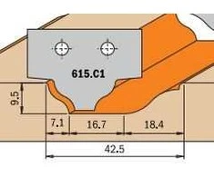 Profiliniai frezavimo galvų peiliai CMT 615.C1; 1 vnt.