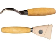 Šaukštų drožinėjimo peilis Morakniv® 163, lenkta geležtė 70x2,5mm. 25mm vidinis skersmuo. Dvigubi ašmenys, beržinė rankena