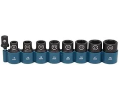 Makita Sukimo antgalių komplektas 9 vnt. 1/2''x 38mm (8, 10, 11, 12, 13, 14, 15, 16, 17, 18mm) +Adapteris 1/2"x50mm E-16645