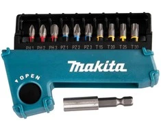 Makita E-03567-10 Impact Premier 11vnt. Torsion sukimo antgalių komplektas (10 vnt. Dėžutėje) (PH1, PH2 ,PH3, PZ1, PZ2, PZ3, T15, T20, T25, T30 , magnetinis laikiklis 50mm)