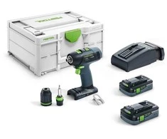 Suktuvas-gręžtuvas Festool T 18+3 HPC 4,0 I-Plus; 18 V; 2x4,0 Ah akum.