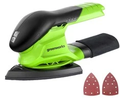 Trikampinis šlifuoklis Greenworks G24FINSND; 24 V (be akumuliatoriaus ir pakrovėjo)