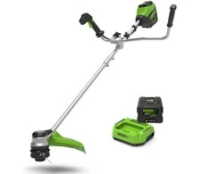 Žoliapjovė - trimeris Greenworks 60V su dviračio tipo rankenomis GD60BCBK4 (Komplektuojama su 4Ah akumuliatoriumi ir krovikliu)