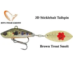 Blizgė Savage Gear 3D Sticklebait Tailspin Brown Trout Smolt