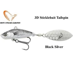 Blizgė Savage Gear 3D Sticklebait Tailspin Juodas Sidabrinis