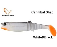 Guminukas Savage Gear Cannibal Baltas &amp; Juodas