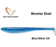 Guminukas Savage Gear Monster Shad Mėlyna Sidabrinis UV