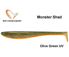Guminukas Savage Gear Monster Shad Olive Žalias UV