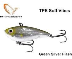 Guminukas Savage Gear TPE Soft Vibes Žalias Sidabrinis Flash