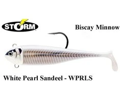 Guminukas Storm Biscay Minnow Baltas Pearl Sandeel WPRLS