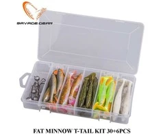 Guminukų rinkinys Savage Gear Fat Minnow T-Tail Kit 30+6pcs 5037
