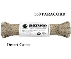Rothco Virvutė 550 Paracord 30 m Desert camo