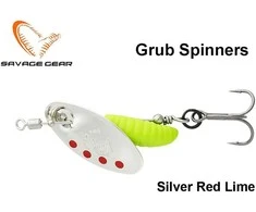 Sukriukė Savage Gear Grub Spinner Sidabrinis Raudona Lime