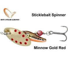 Sukriukė Savage Gear Sticklebait Spinner Minnow Gold Raudona