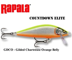 Vobleris Rapala CountDown Elite GDCO - Gilded Chartreuse Oranžinis Belly