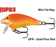 Vobleris Rapala Mini Fat Rap MFR03GFR Gold Fluo Raudona