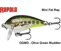 Vobleris Rapala Mini Fat Rap MFR03OGMD Olive Žalias Muddler