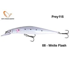 Vobleris Savage Gear Prey 115 11.5cm/17g Suspending Baltas Flash