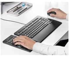 3Dconnexion Klaviatūra Pro su skaičių klaviatūra - Pilno dydžio (100%) - USB + RF belaidė + Bluetooth - Žirkliniai klavišų jungikliai - QWERTY - Juodas