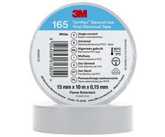 3M 165WH1E, 1 vnt., baltas, PVC, 600 V, lizdinė plokštelė, 10 m