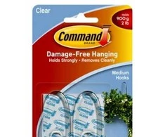 COMMAND 3M 17091CLR, Transparent, Plastik, 25,4 mm, 34,9 mm, 2 stykker